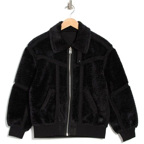G-STAR NEW $330 Deline Teddy Reversible Bomber Jacket Black Small - Picture 3 of 3